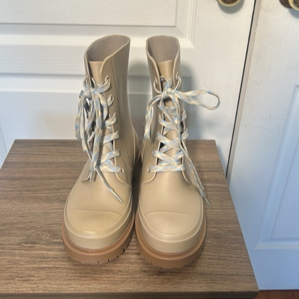 COUGAR MADRID WOMEN RUBBER RAI BOOTS IN DARK CREAM MID HIGH SIZE 8 - Picture 5 of 10